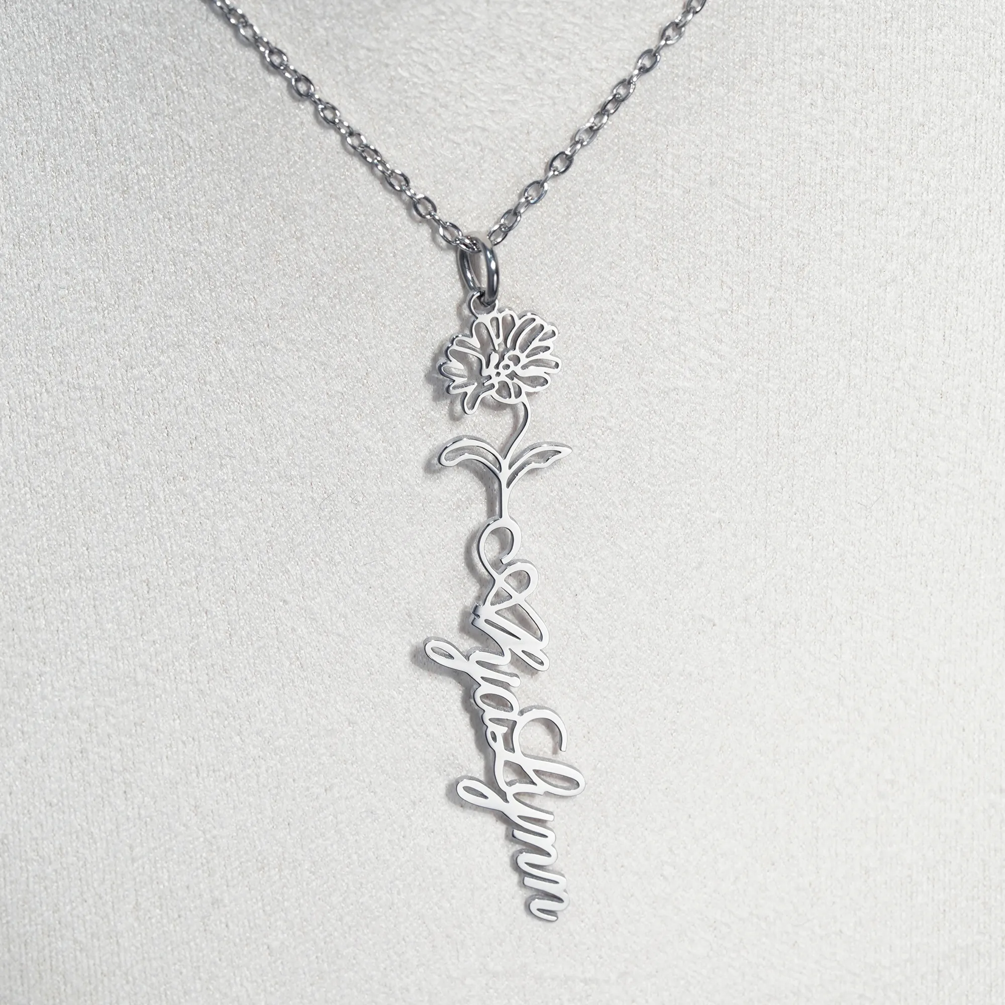 Birth Flower Name Necklace