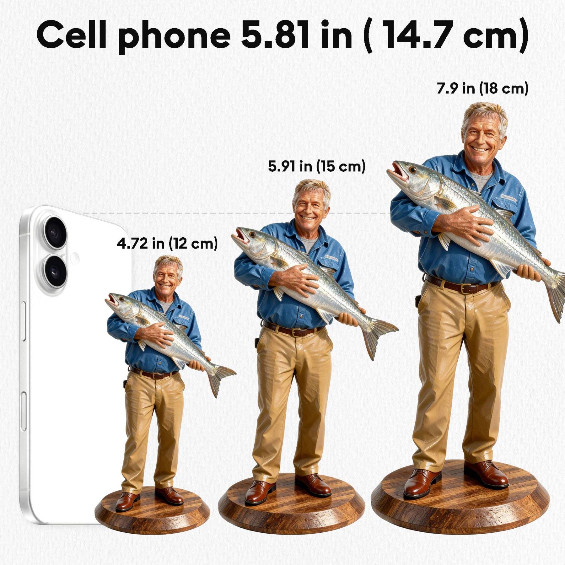 Personalized Highly Realistic Full-Color 3D Full Body Fishing Enthusiast Figurine
