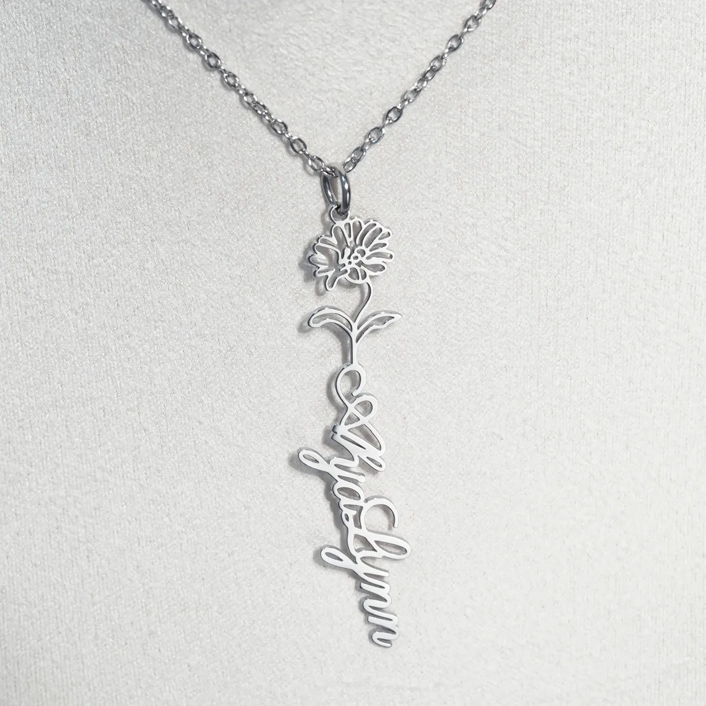 Birth Flower Name Necklace