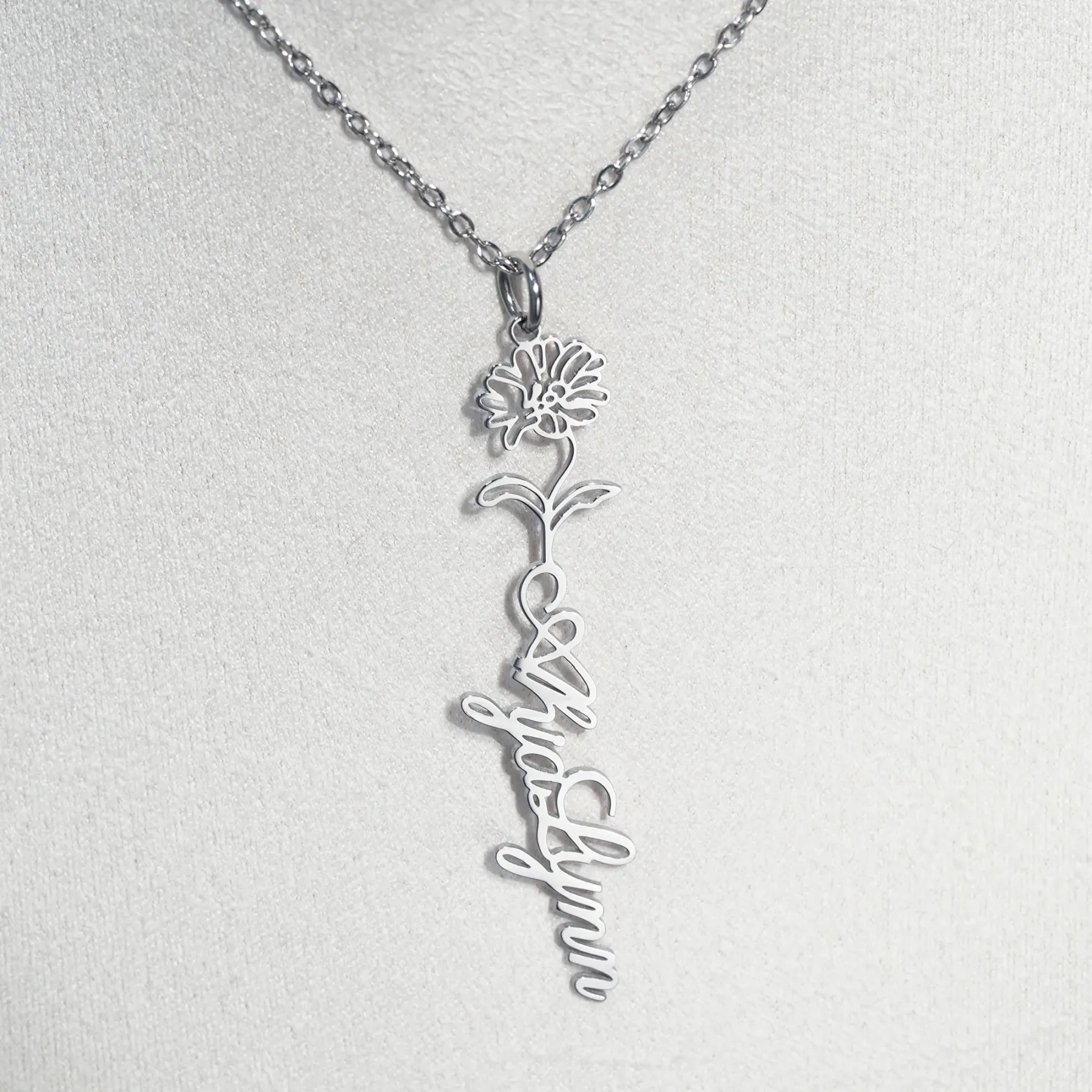 Birth Flower Name Necklace