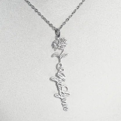 Birth Flower Name Necklace