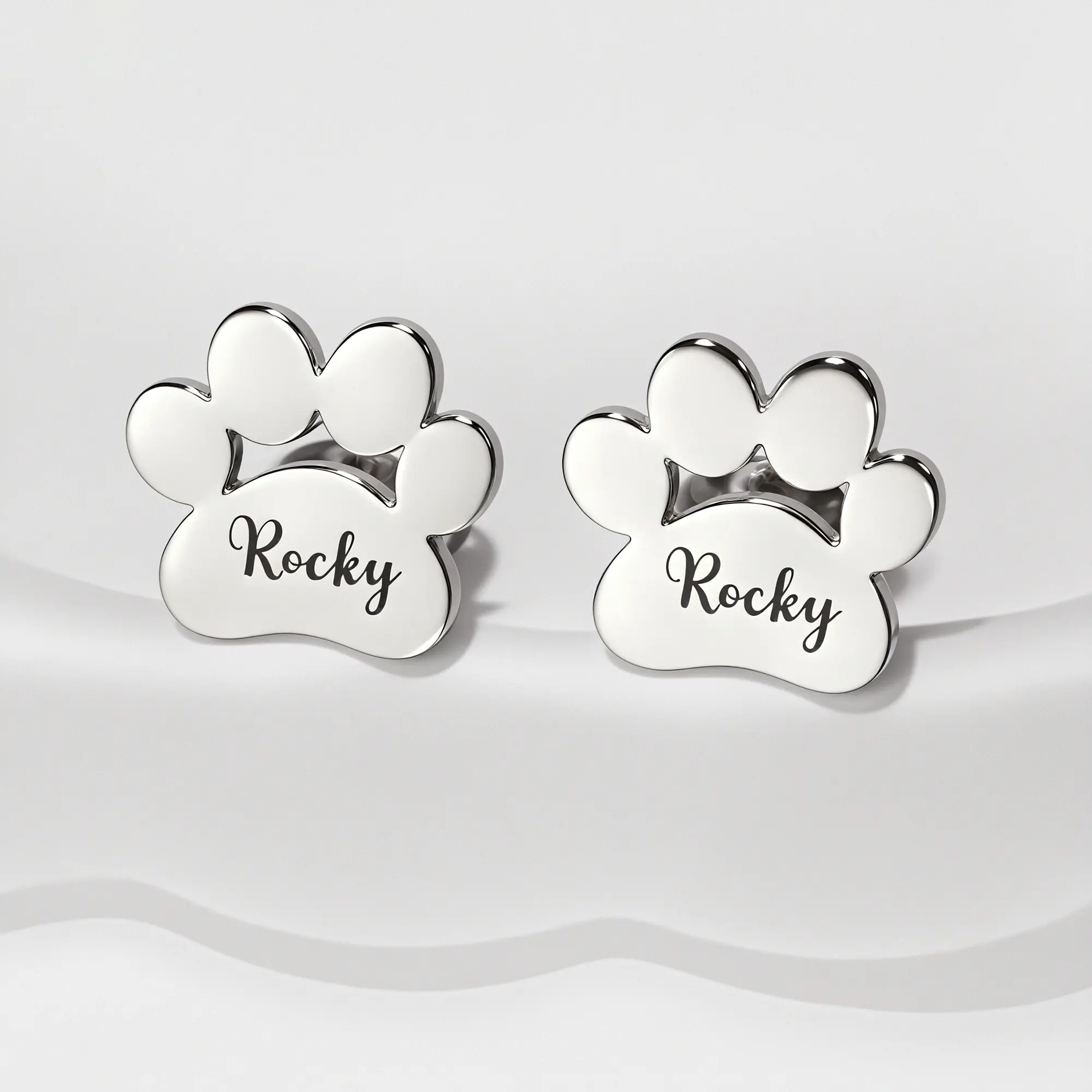Custom 1–3 Pet Paw Name Stud Earrings