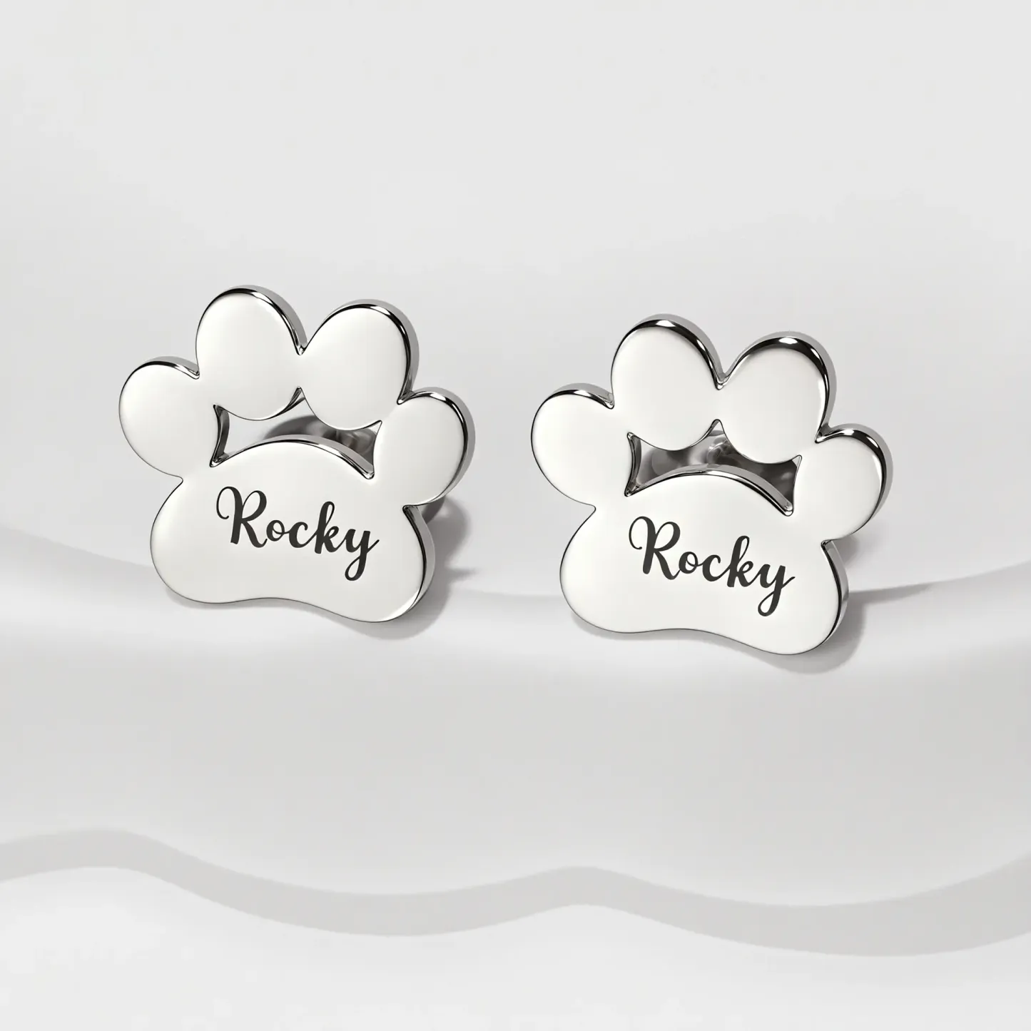 Custom 1–3 Pet Paw Name Stud Earrings