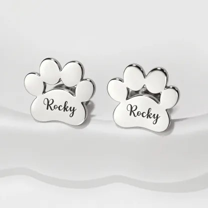 Custom 1–3 Pet Paw Name Stud Earrings