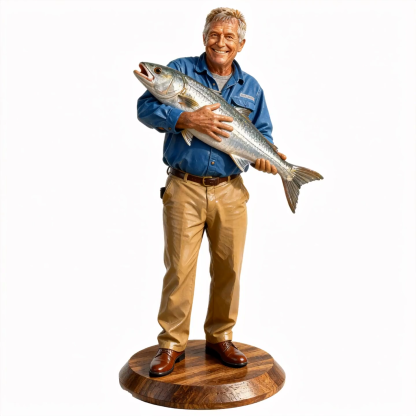 Personalized Highly Realistic Full-Color 3D Full Body Fishing Enthusiast Figurine