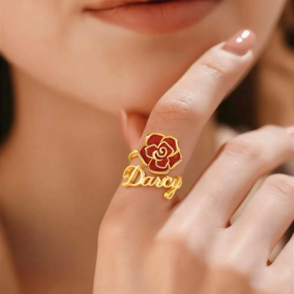 Whirling Blooms Collection Custom Spinning Birth Flower Open Twist Ring with Birthstone