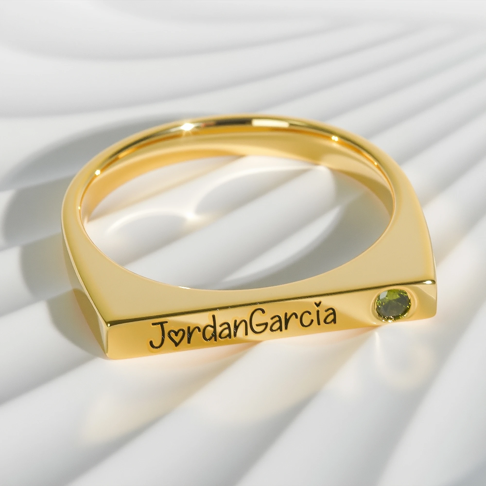 Custom Name Ring with Round Birthstone