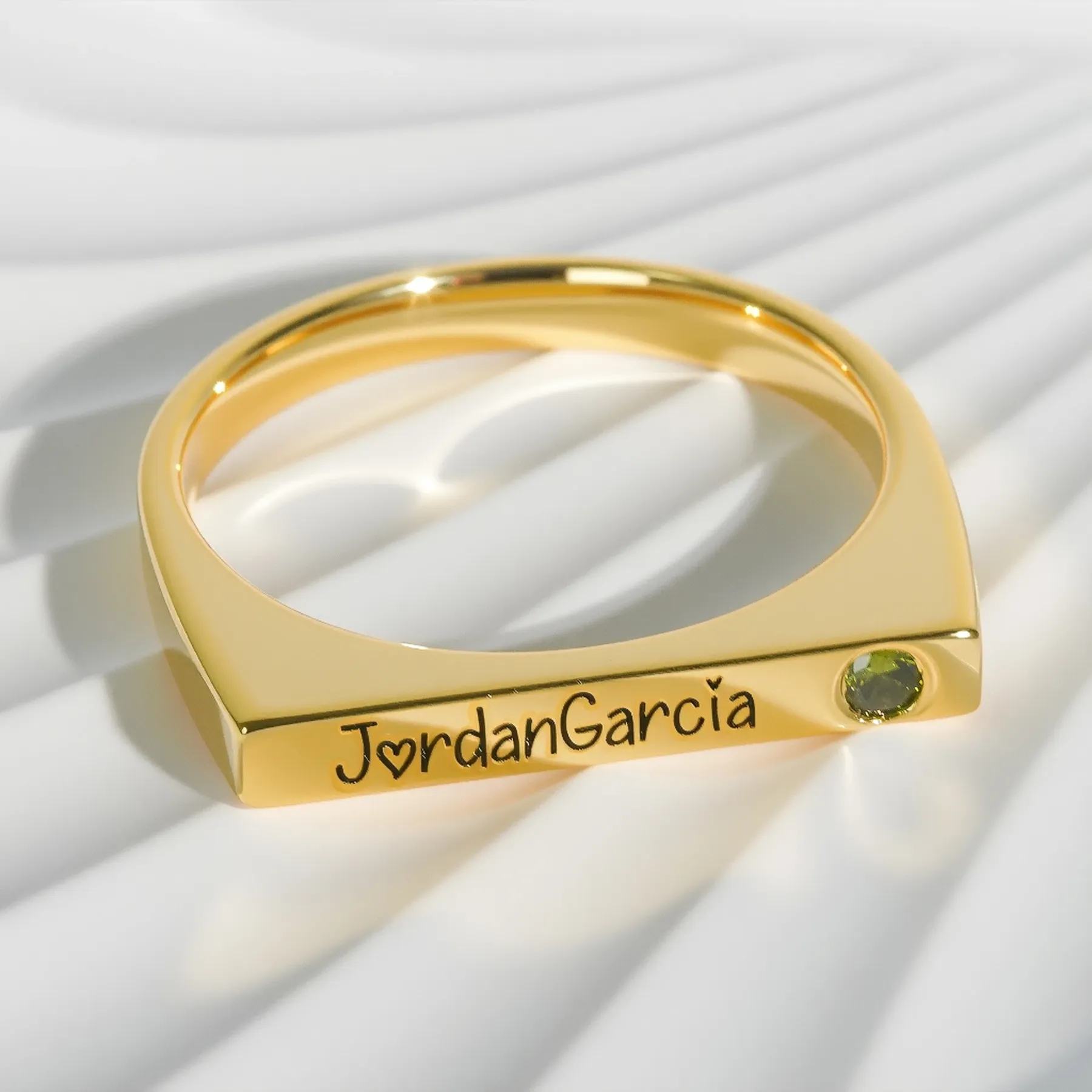 Custom Name Ring with Round Birthstone