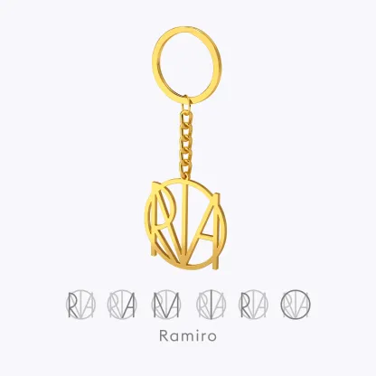 Geo Code Custom Name Logo Monogram Keychain