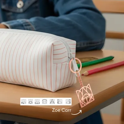 Geo Code Custom Name Logo Monogram Keychain