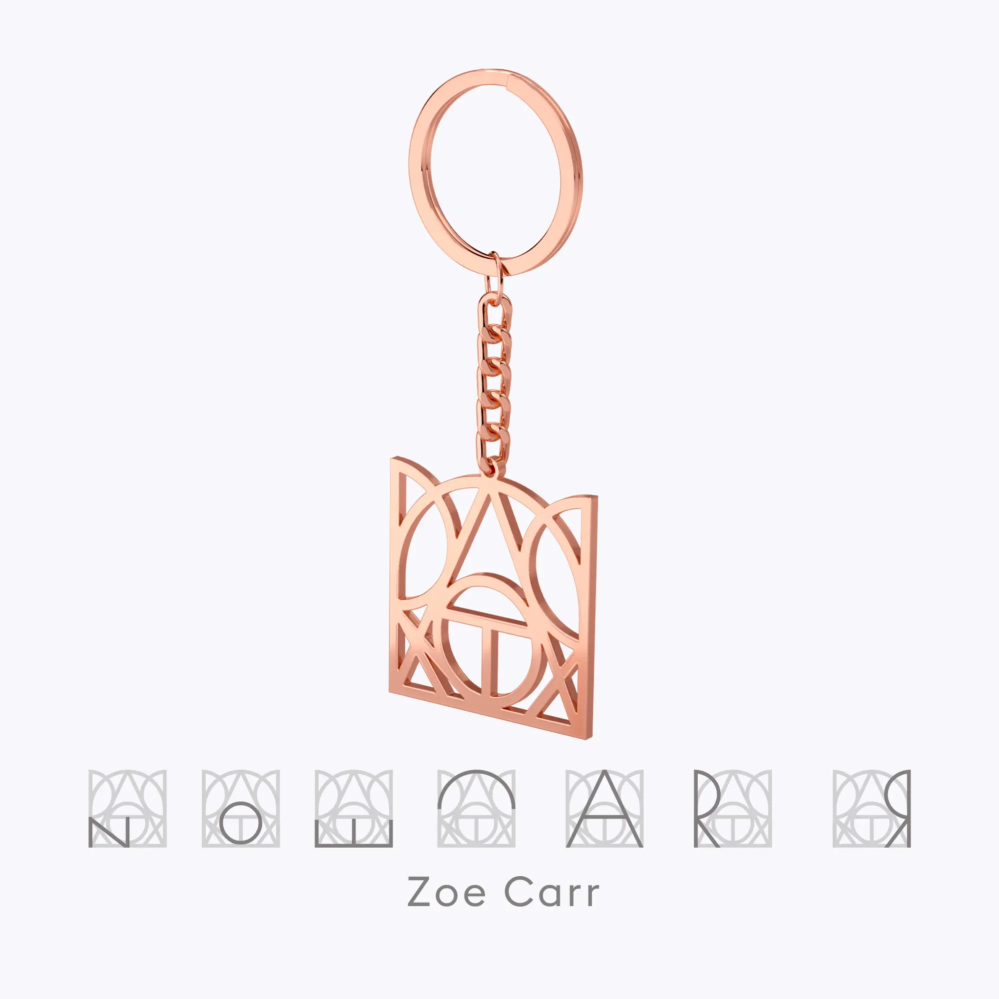 Geo Code Custom Name Logo Monogram Keychain