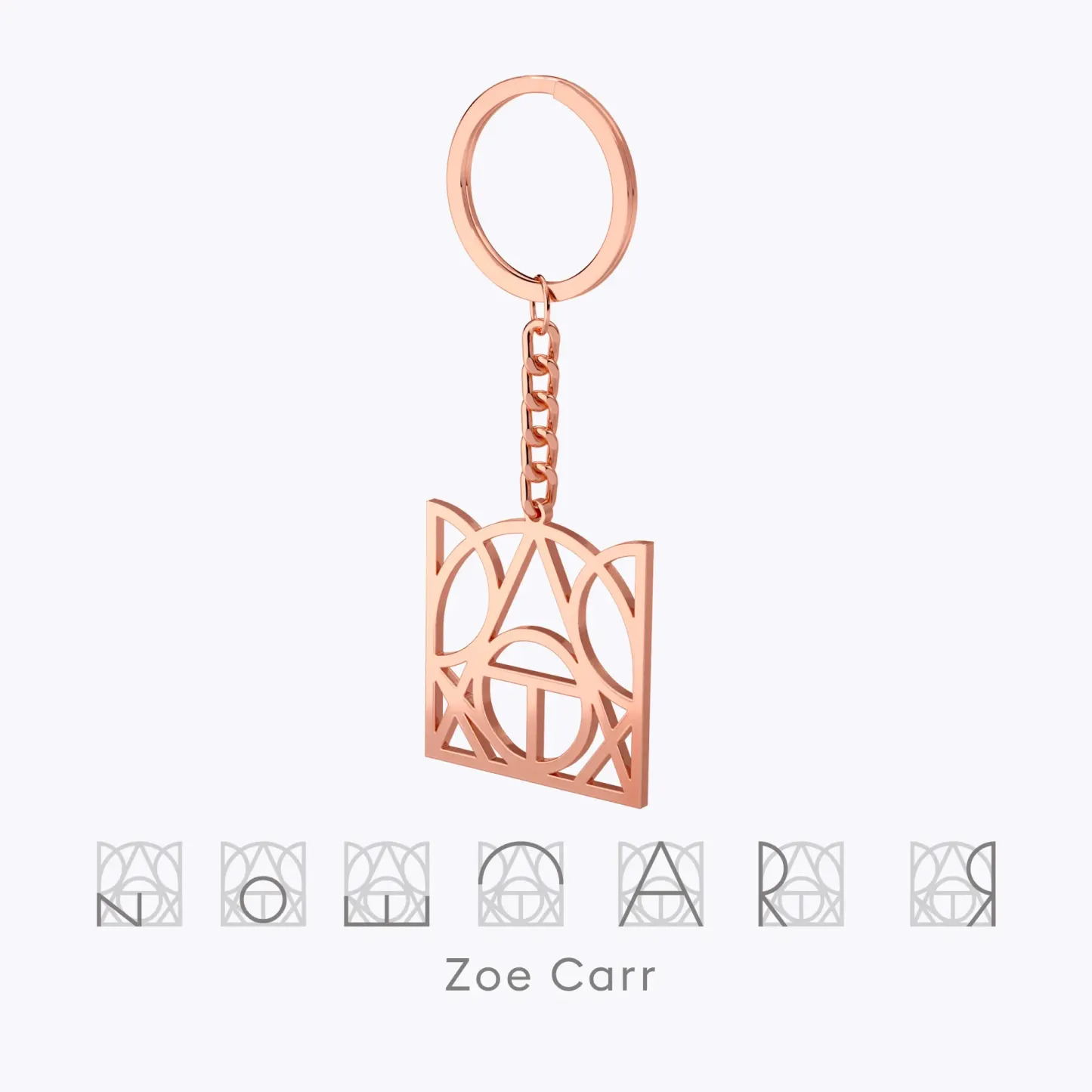 Geo Code Custom Name Logo Monogram Keychain