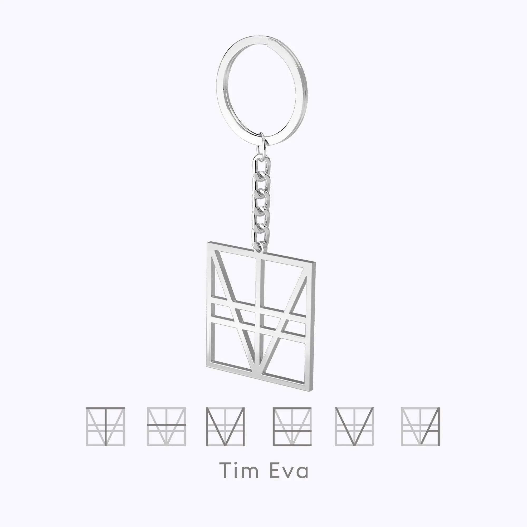 Geo Code Custom Name Logo Monogram Keychain