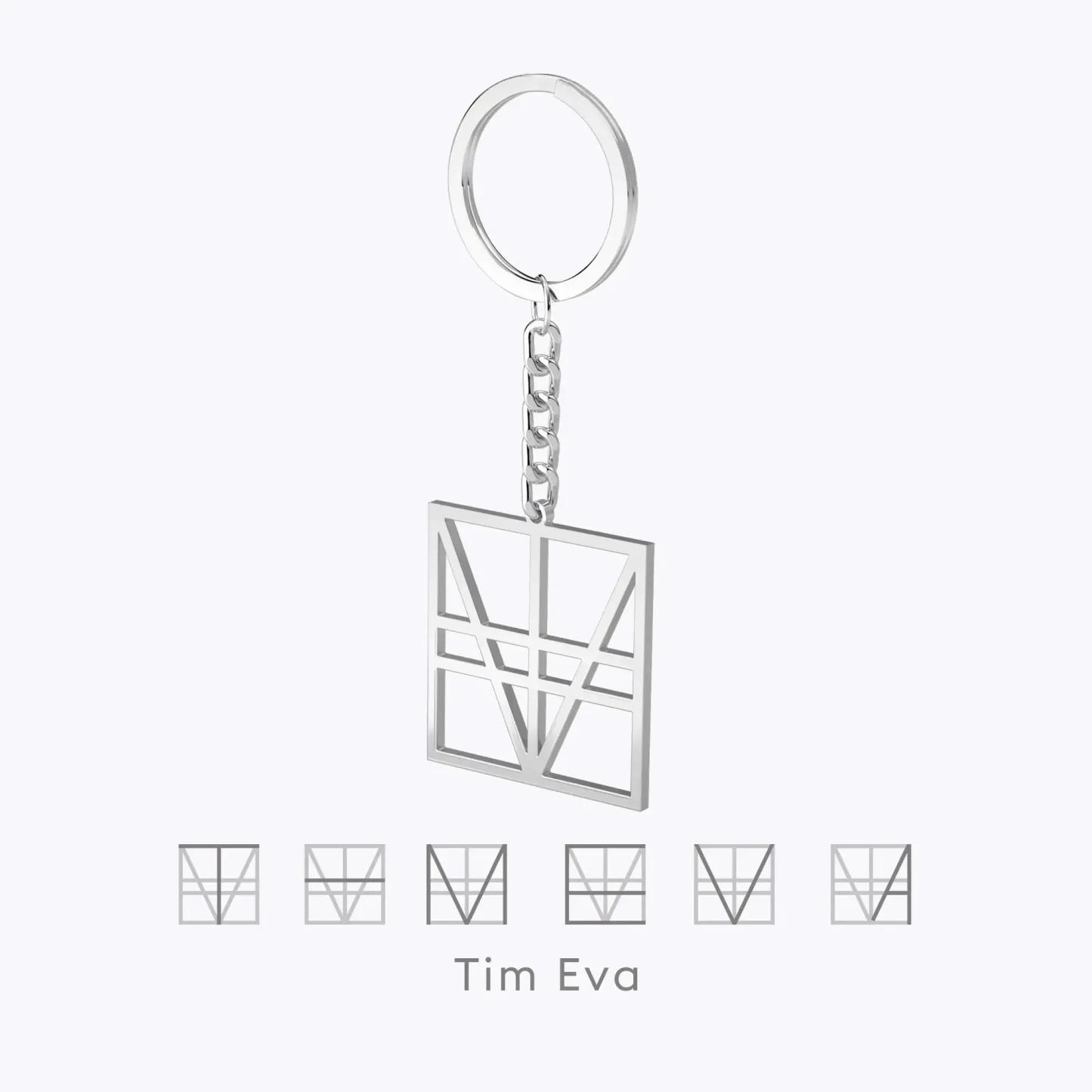 Geo Code Custom Name Logo Monogram Keychain