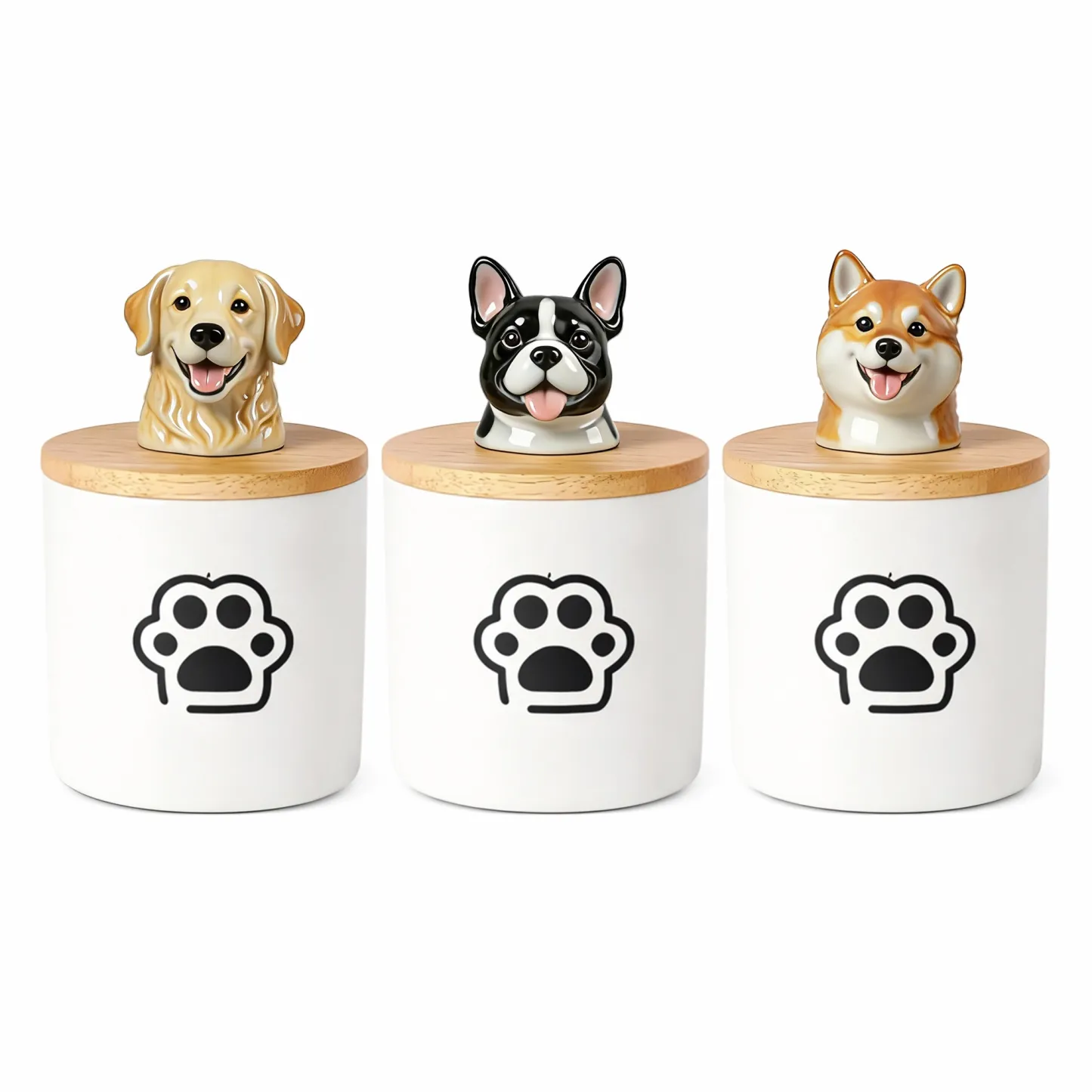 Custom 3D Handmade Ceramic Pet Head Urn with Paw Pattern