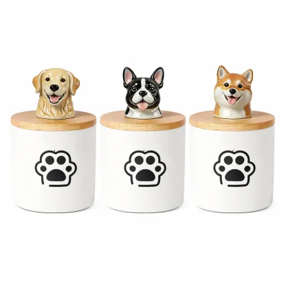 Custom 3D Handmade Ceramic Pet Head Urn with Paw Pattern
