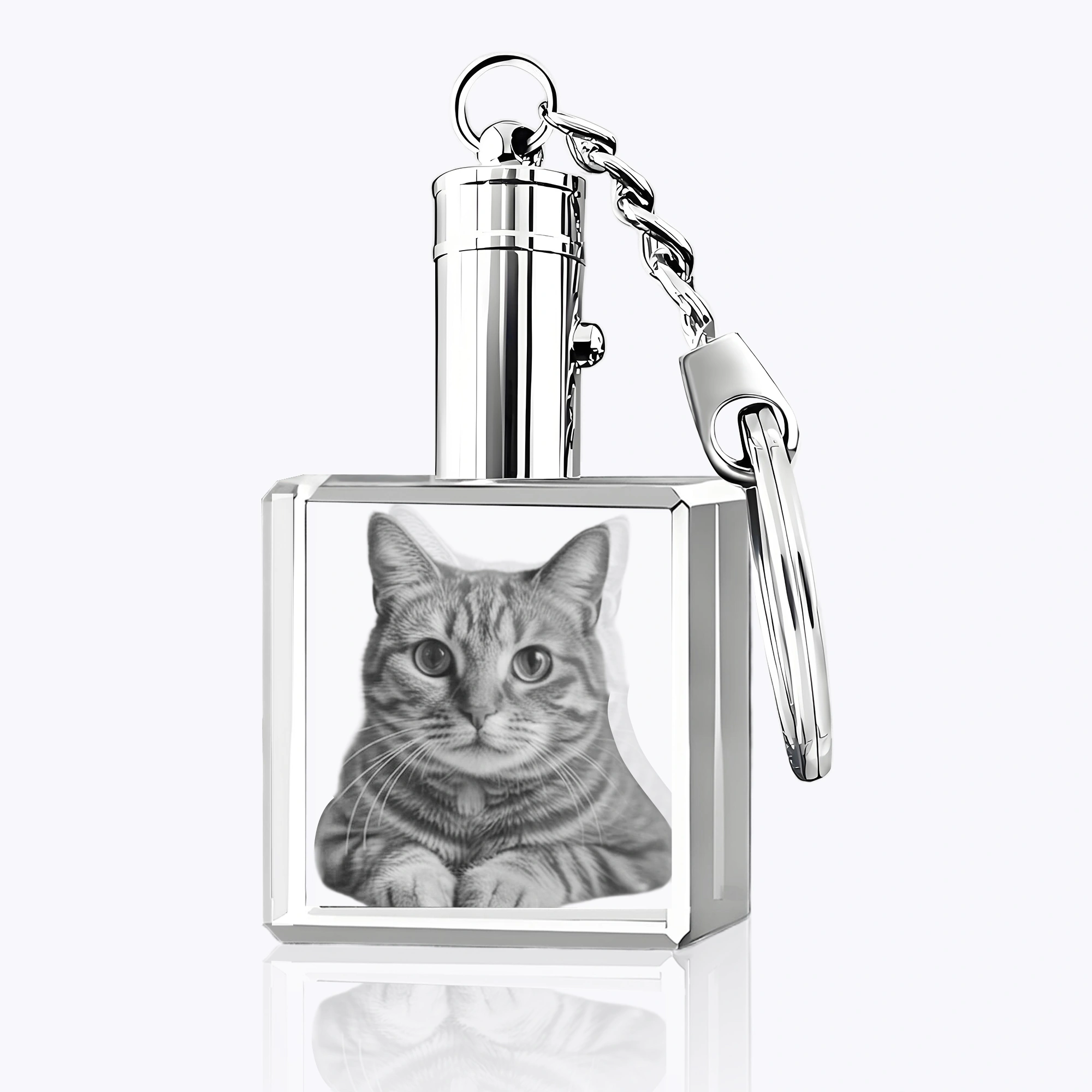Custom Light up Square Shape Crystal Photo Keychain