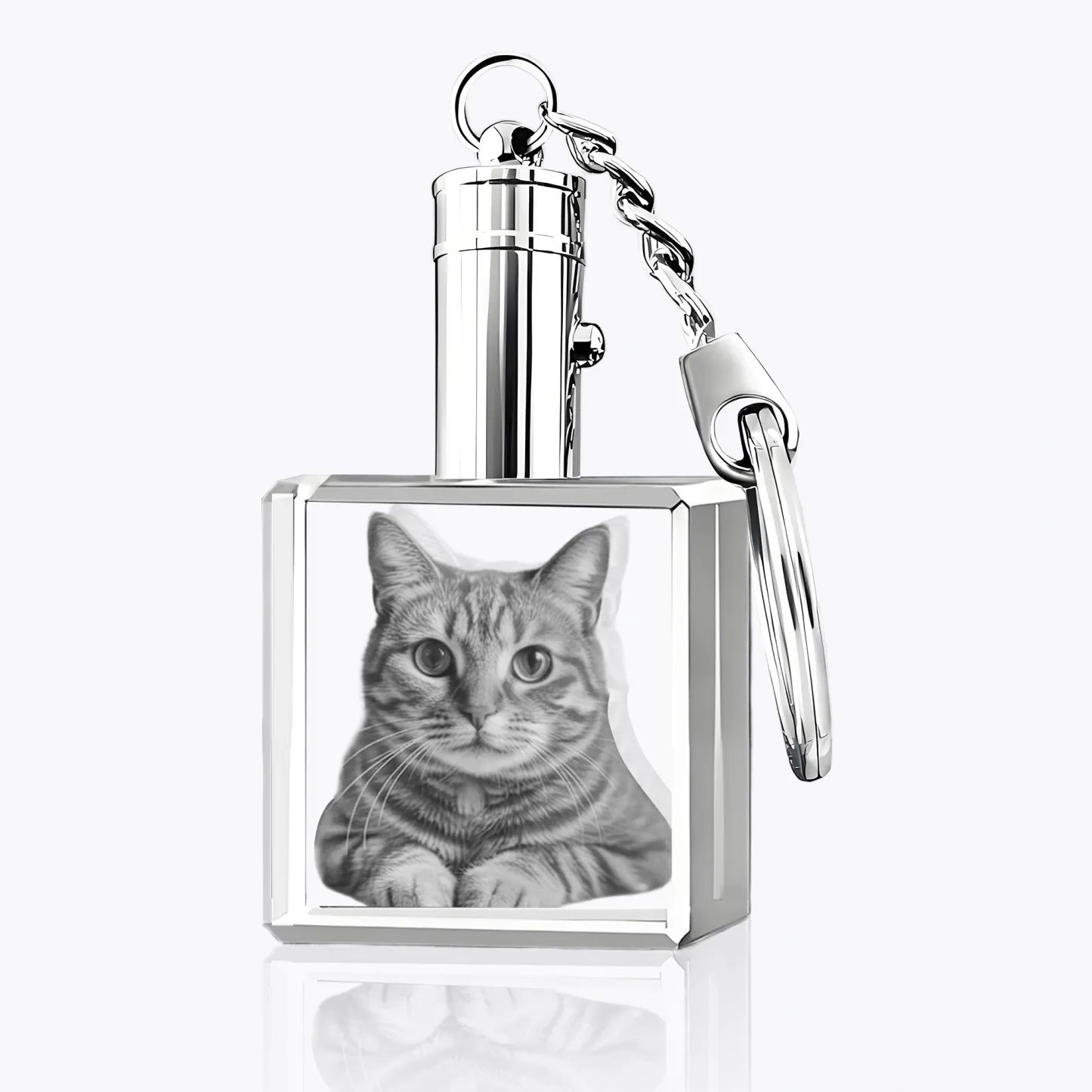 Custom Light up Square Shape Crystal Photo Keychain