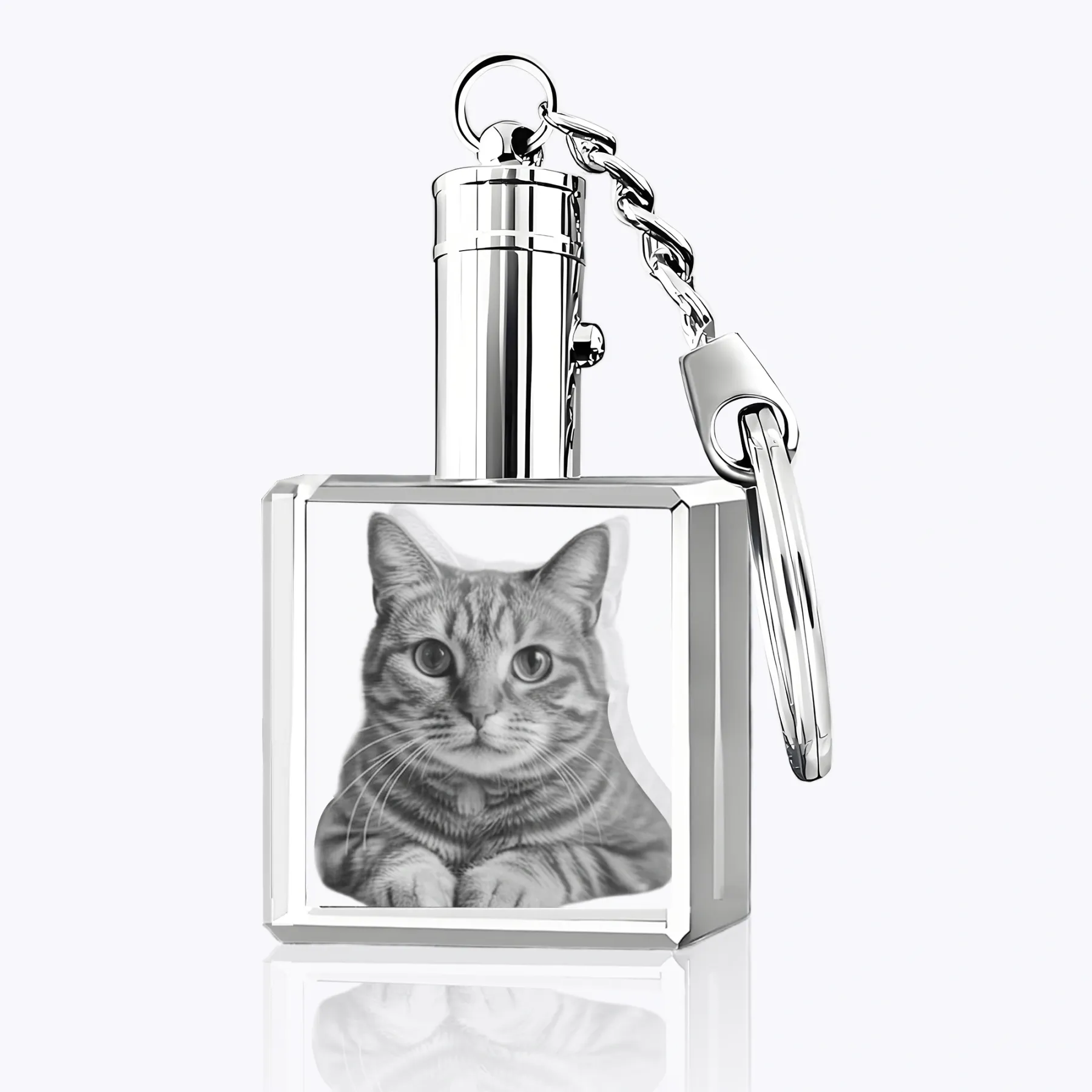 Custom Light up Square Shape Crystal Photo Keychain