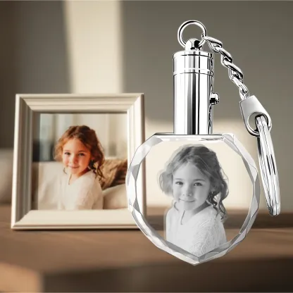 Custom Heart Crystal Photo Keychain