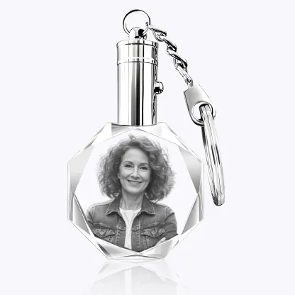 Custom Octagon Shape Crystal Photo Keychain