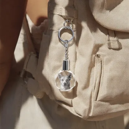 Custom Octagon Crystal Photo Keychain