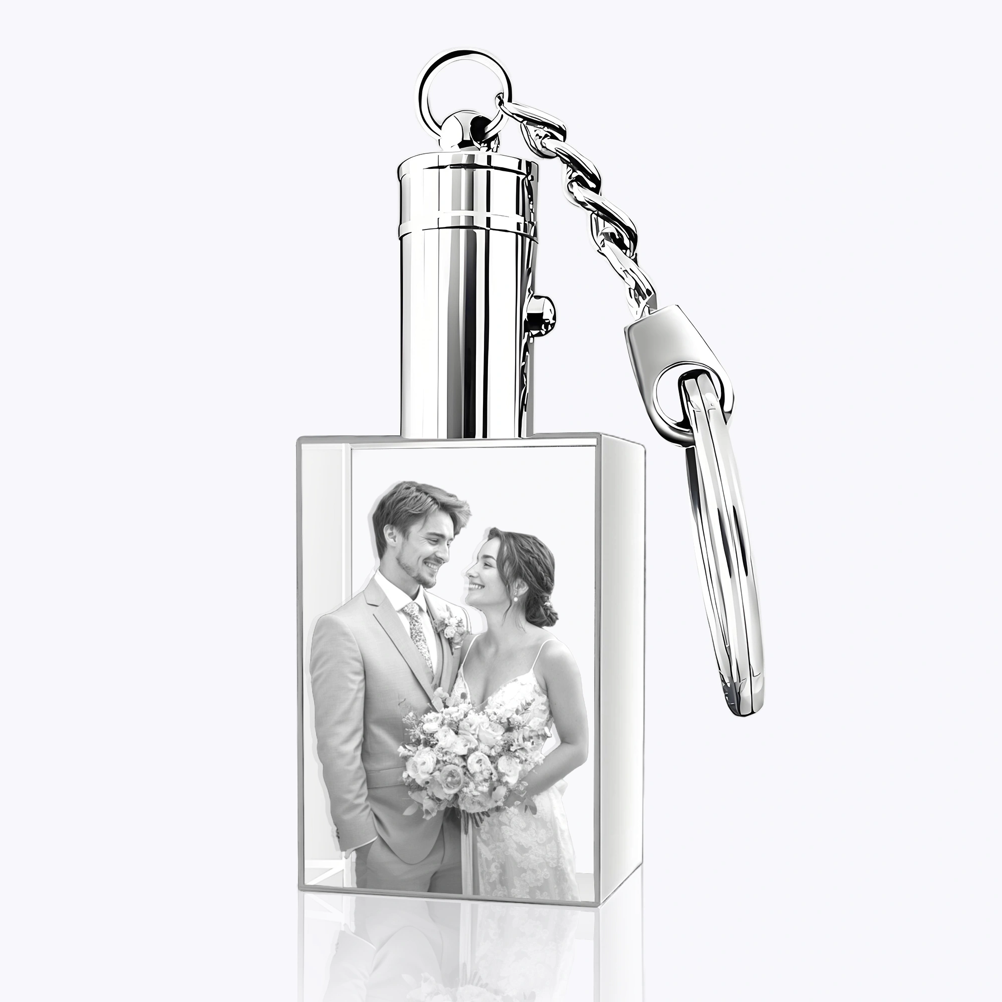 Custom Rectangular Shape Crystal Photo Keychain