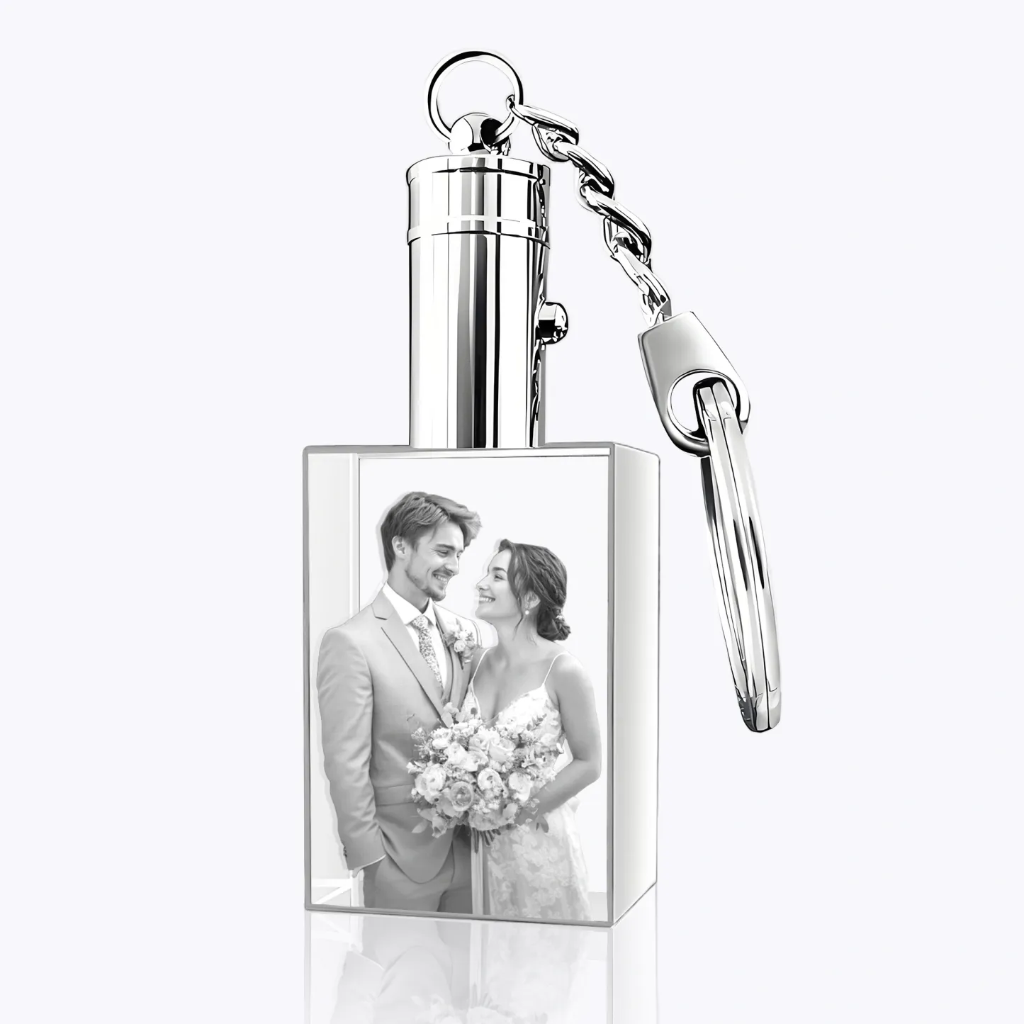 Custom Rectangular Shape Crystal Photo Keychain