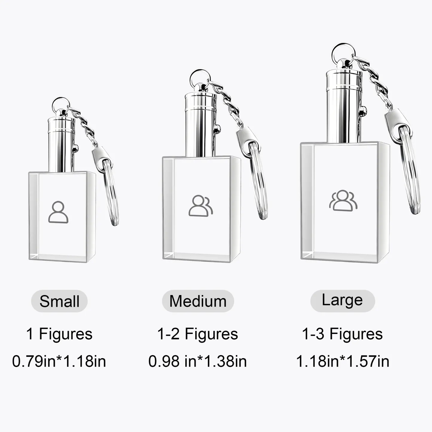 Custom Rectangular Shape Crystal Photo Keychain