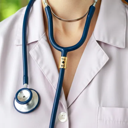 Personalized Stethoscope Name Tag with Pattern and Title for Nurses Doctors Medical Staff