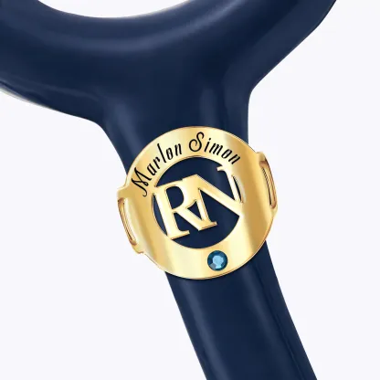 Personalized Stethoscope Name Tag with Title and Birthstone for Nurses Doctors Medical Staff