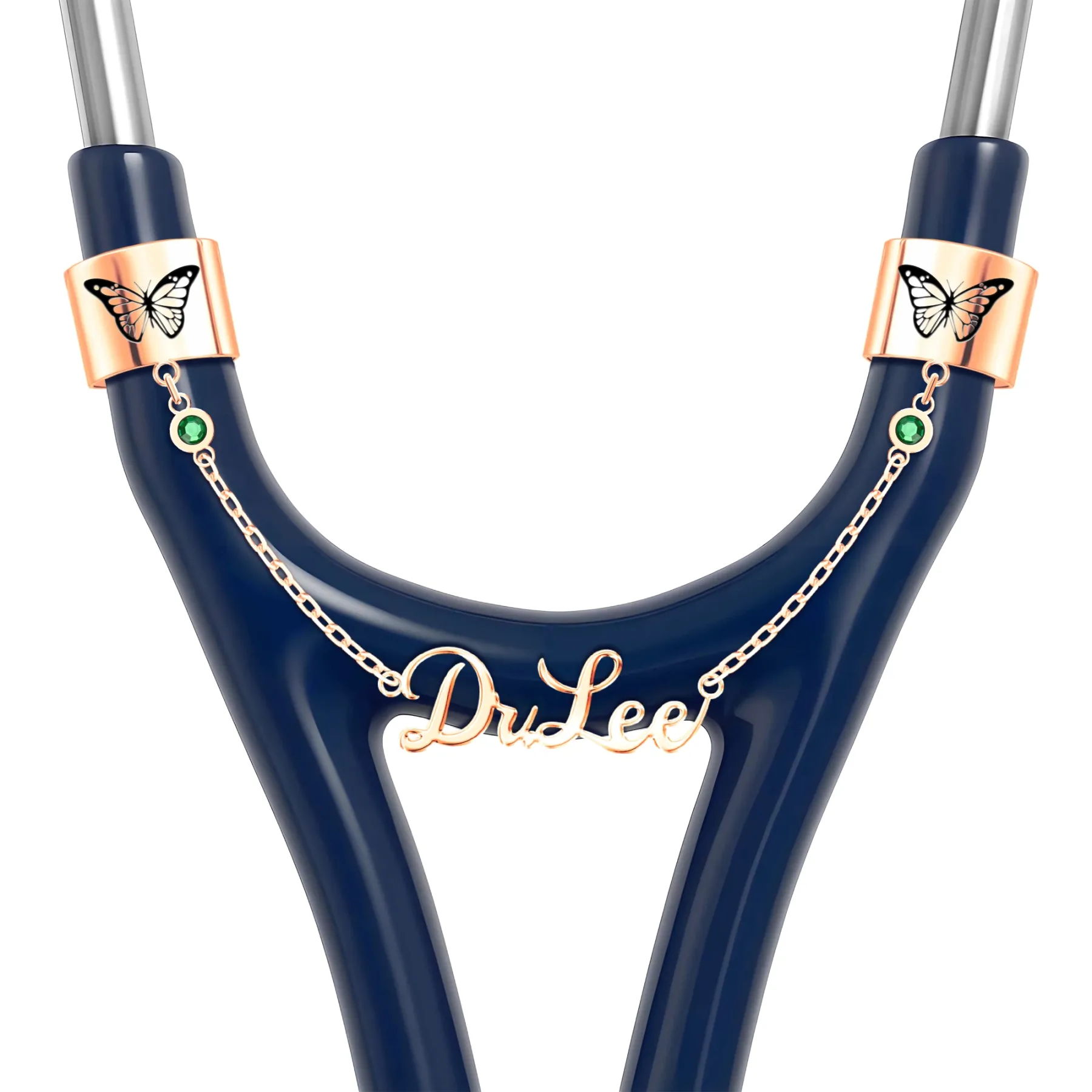 Custom Double Stethoscope Name Tag with Pattern and Birthstone for Nurses Doctors Medical Staff