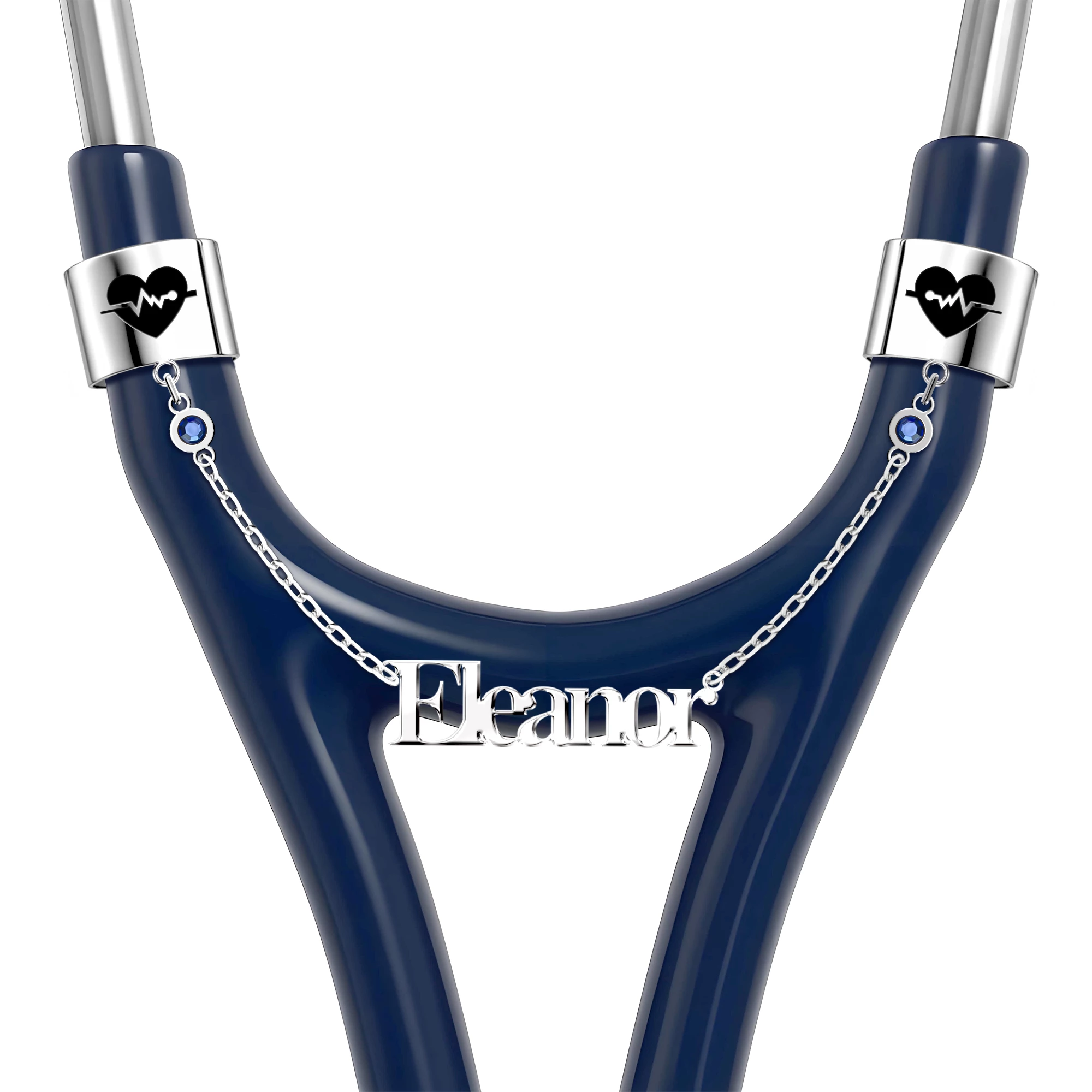 Custom Double Stethoscope Name Tag with Pattern and Birthstone for Nurses Doctors Medical Staff