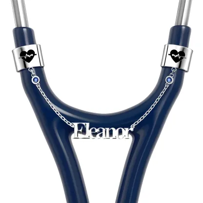 Custom Double Stethoscope Name Tag with Pattern and Birthstone for Nurses Doctors Medical Staff