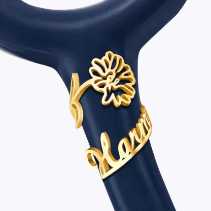 Custom Stethoscope Name Tag with Birthflower for Nurses Doctors Medical Staff