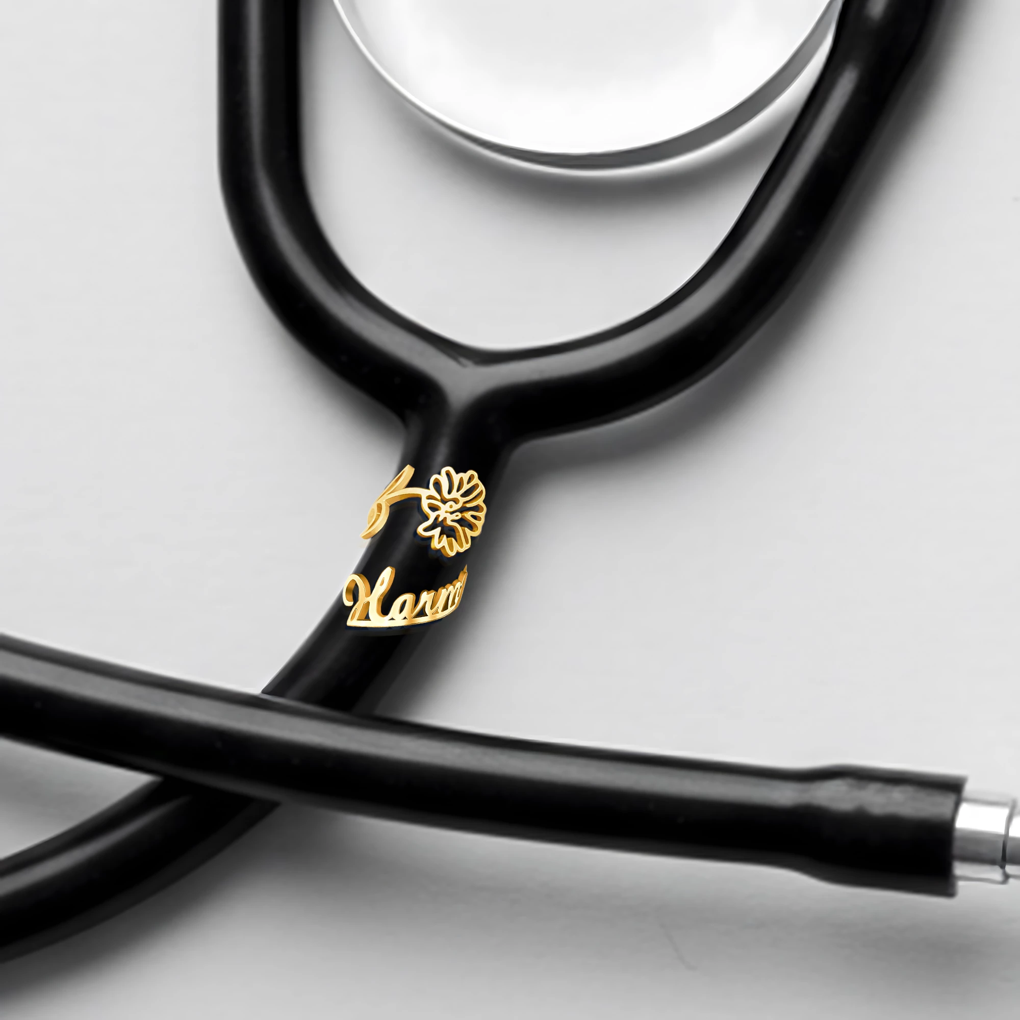 Custom Stethoscope Name Tag with Birthflower for Nurses Doctors Medical Staff