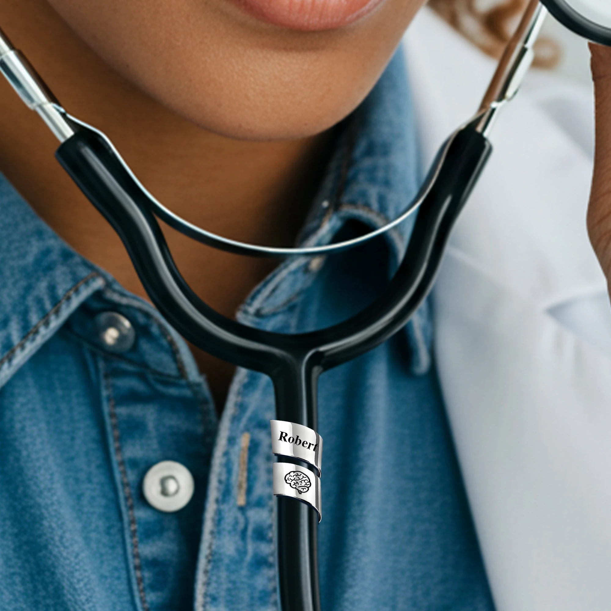 Custom Stethoscope Charm with Name Pattern for Nurses Doctors Medical Staff