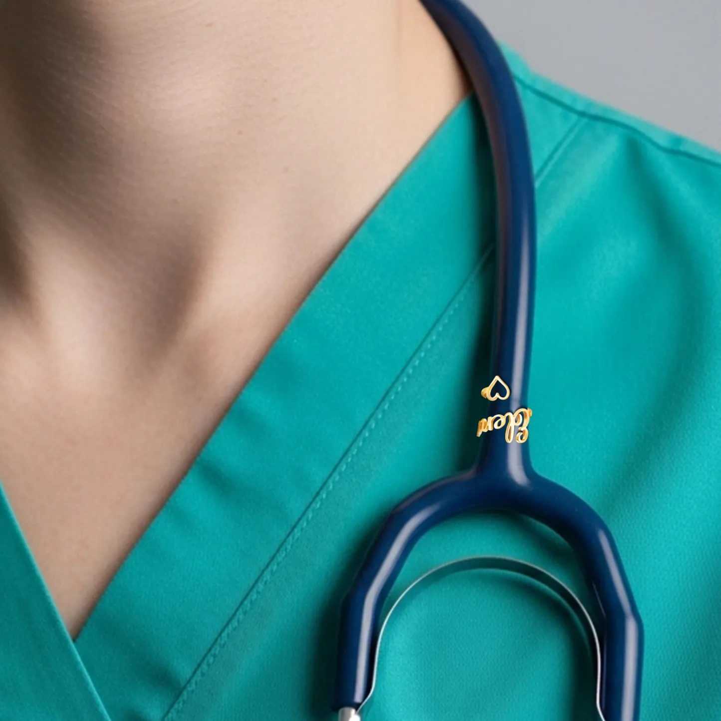 Custom Stethoscope Name Tag with Heart Pattern for Nurses Doctors Medical Staff