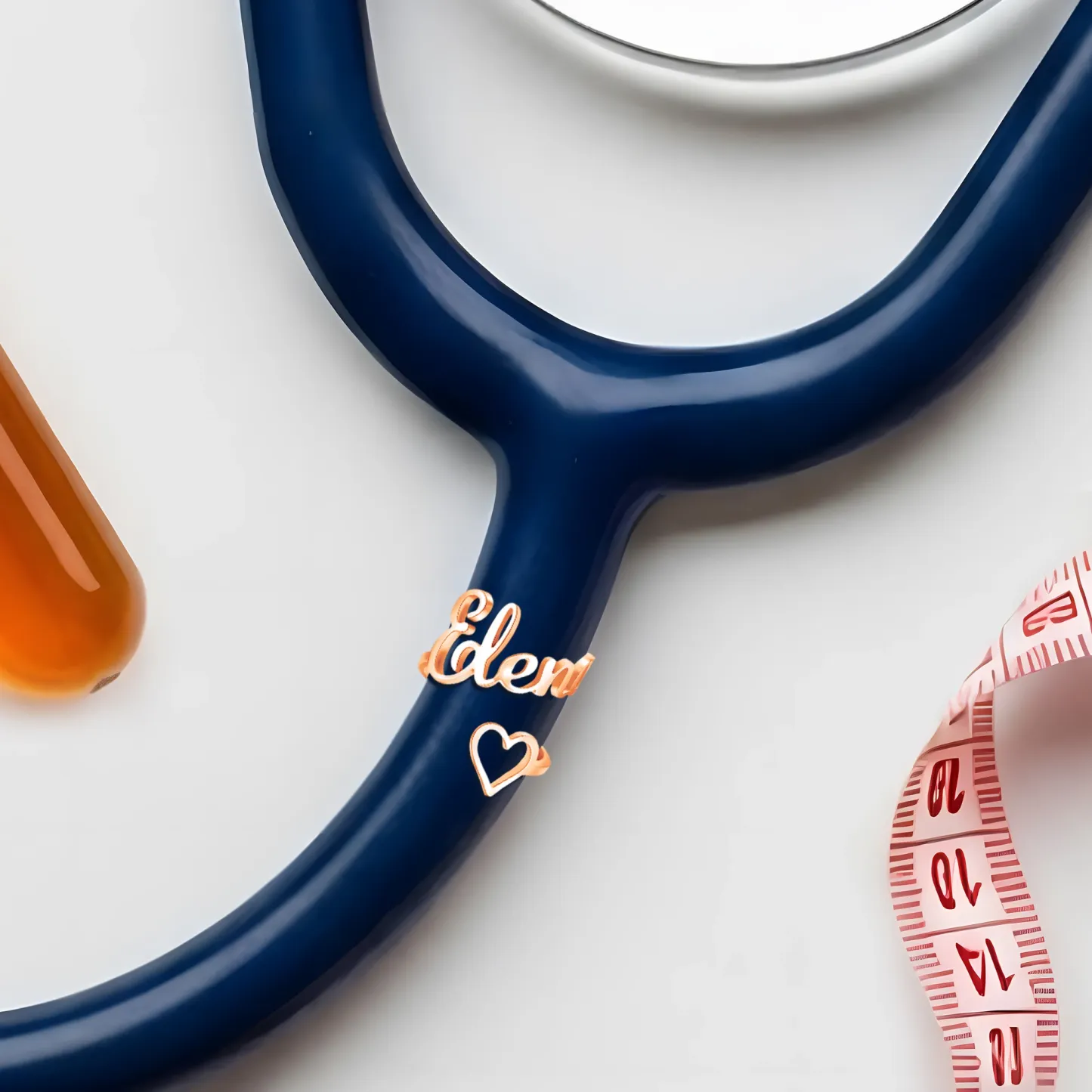 Custom Stethoscope Name Tag with Heart Pattern for Nurses Doctors Medical Staff