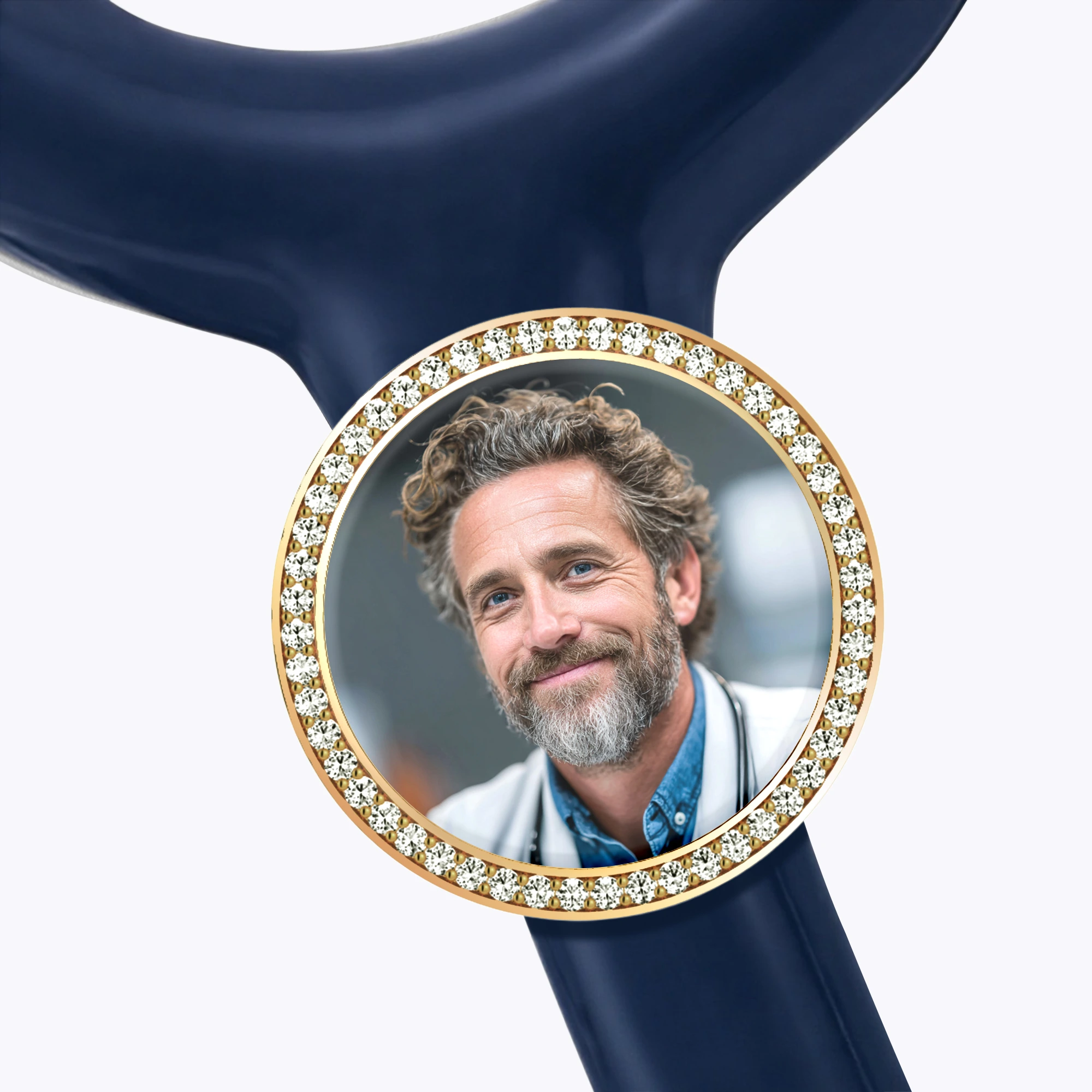 Custom Round Shape Pavé Stethoscope Charm with Photo for Nurses Doctors Medical Staff