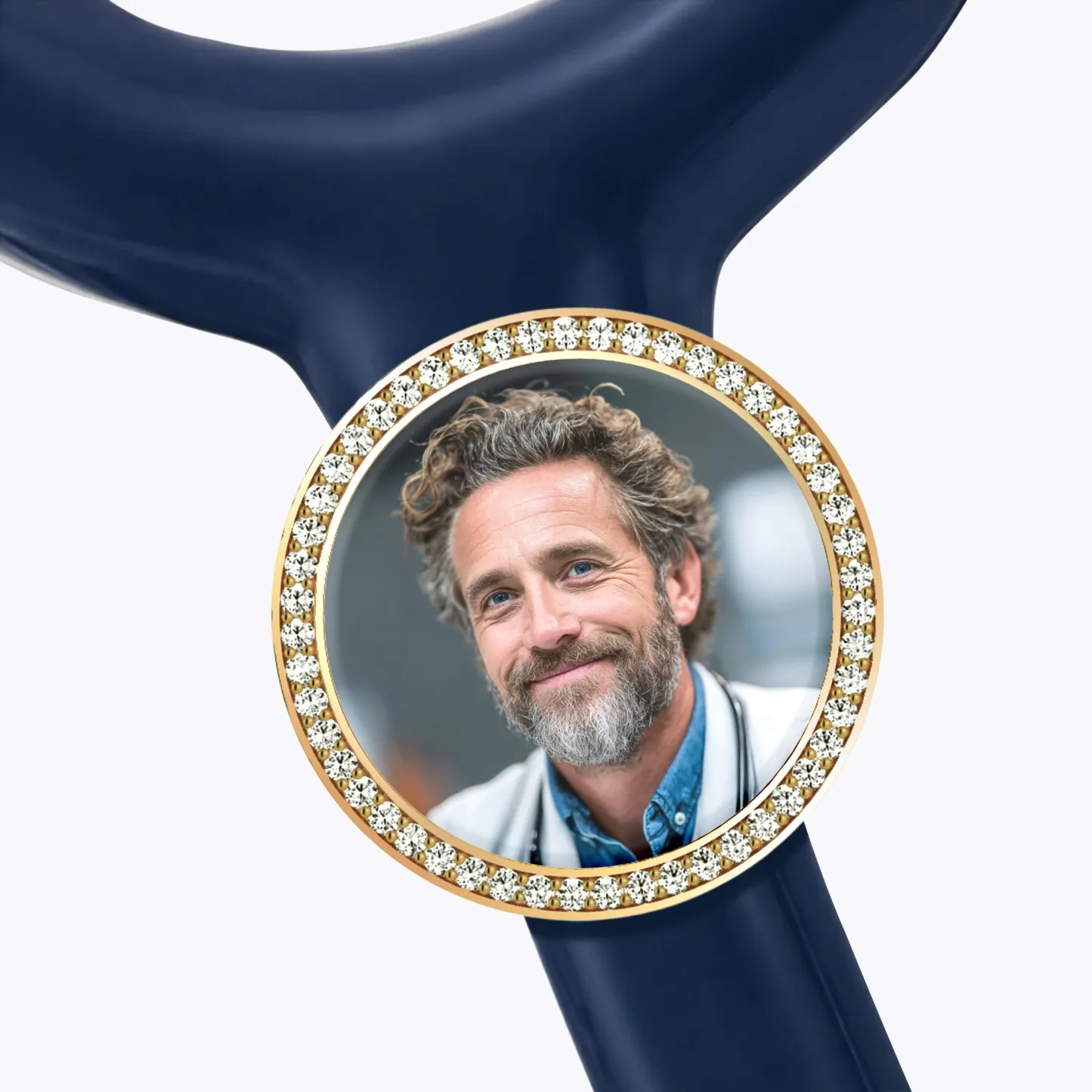 Custom Round Shape Pavé Stethoscope Charm with Photo for Nurses Doctors Medical Staff