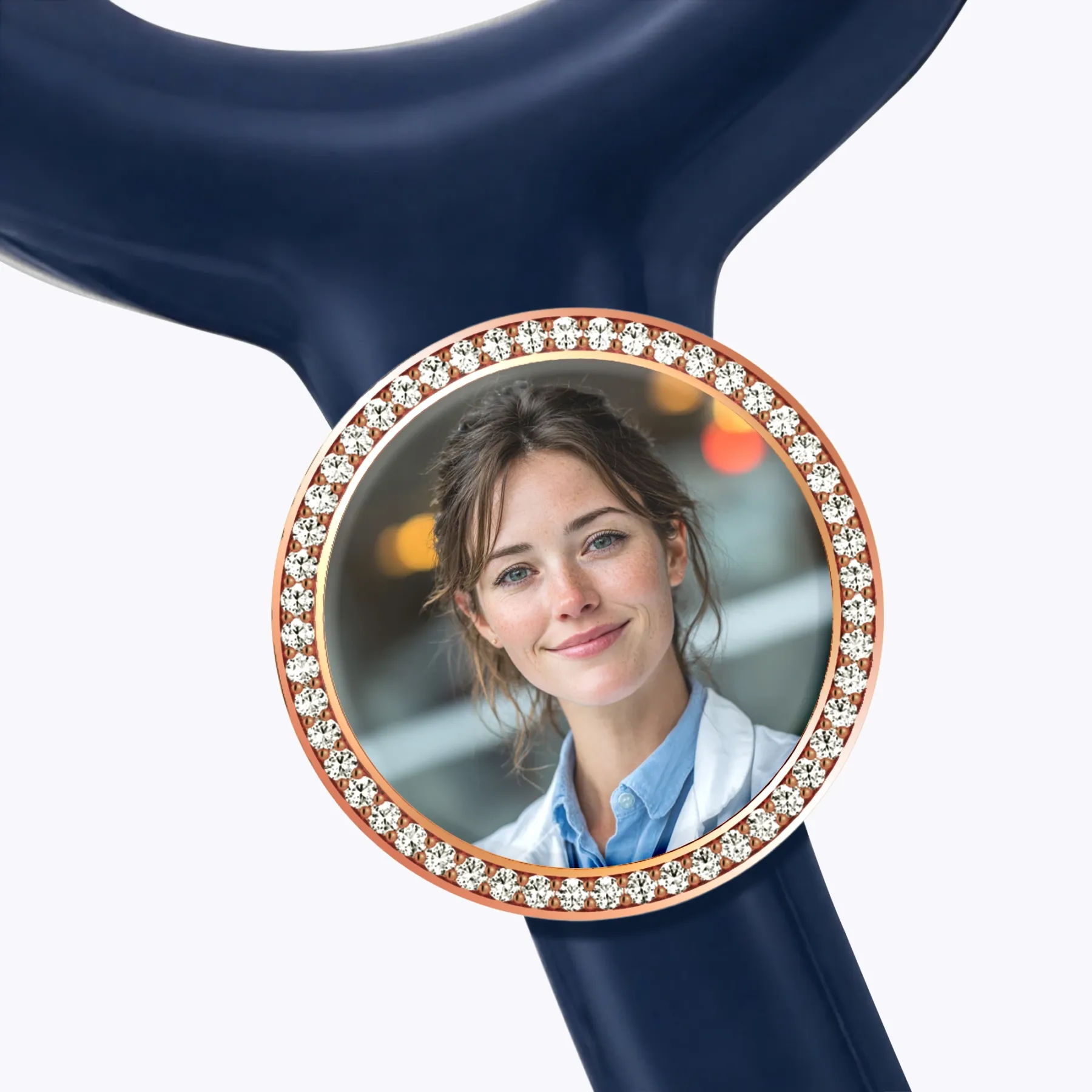 Custom Round Shape Pavé Stethoscope Charm with Photo for Nurses Doctors Medical Staff