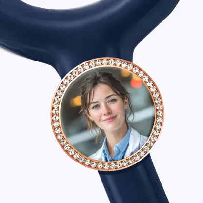 Custom Round Shape Pavé Stethoscope Charm with Photo for Nurses Doctors Medical Staff