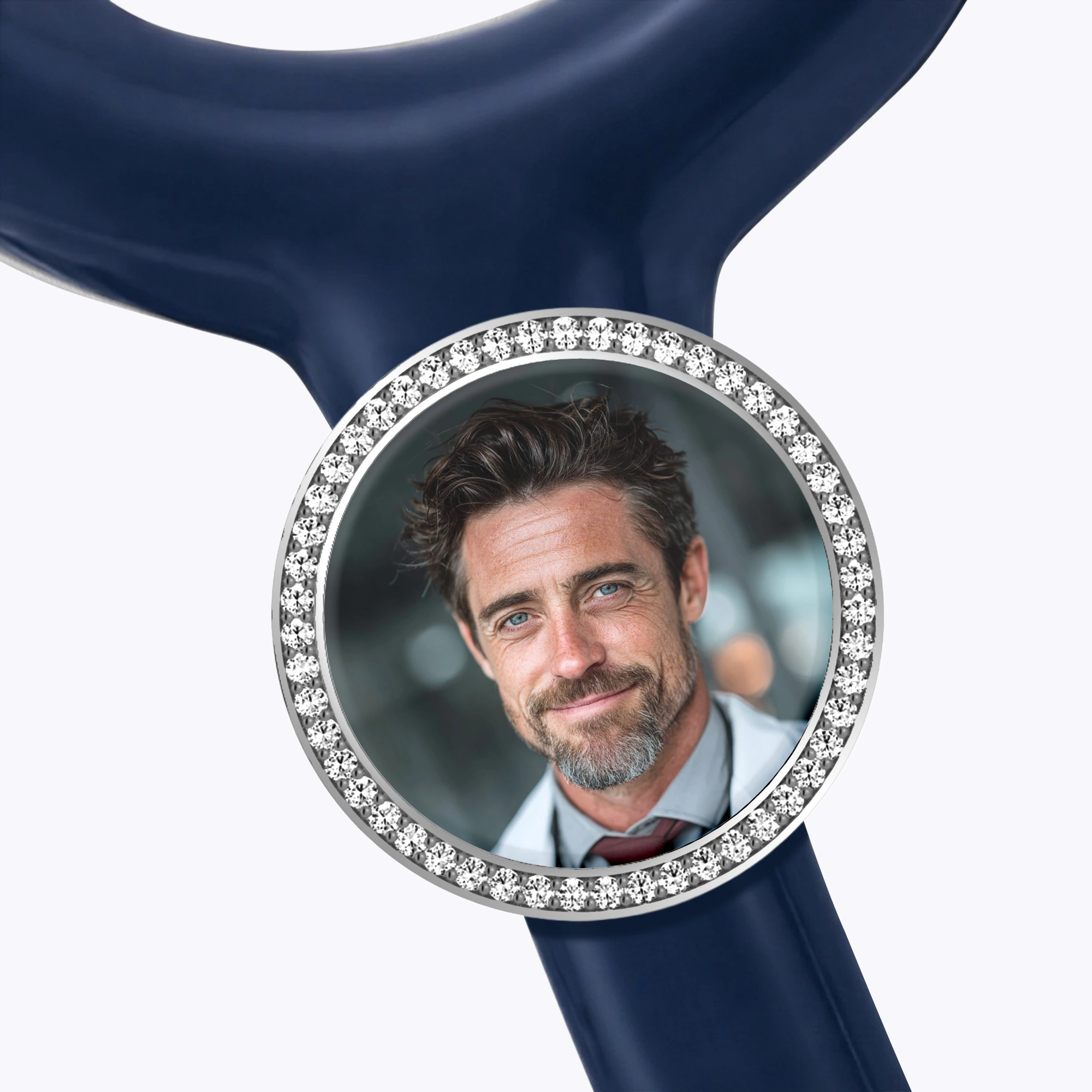 Custom Round Shape Pavé Stethoscope Charm with Photo for Nurses Doctors Medical Staff