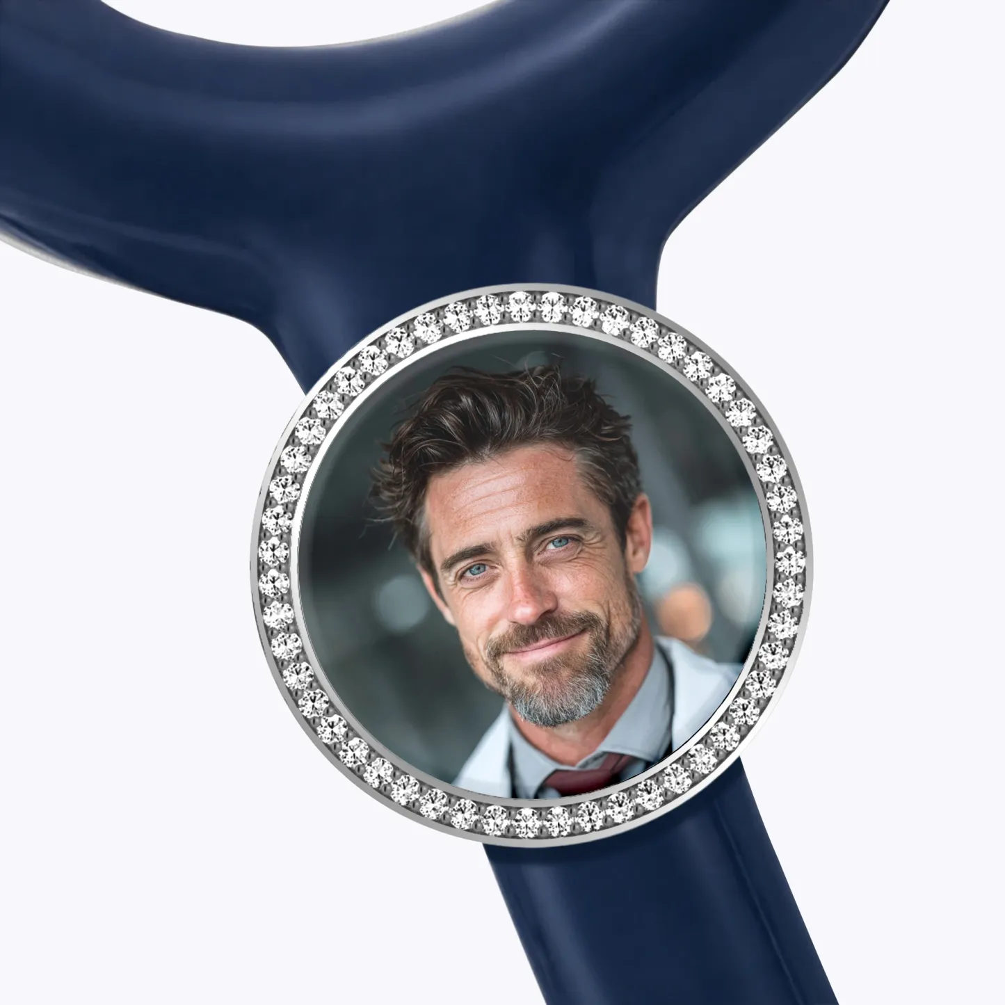 Custom Round Shape Pavé Stethoscope Charm with Photo for Nurses Doctors Medical Staff