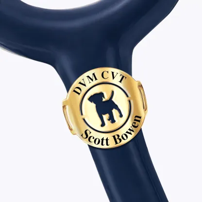 Custom Round Shape Stethoscope Name Tag with Pattern for Veterinarians