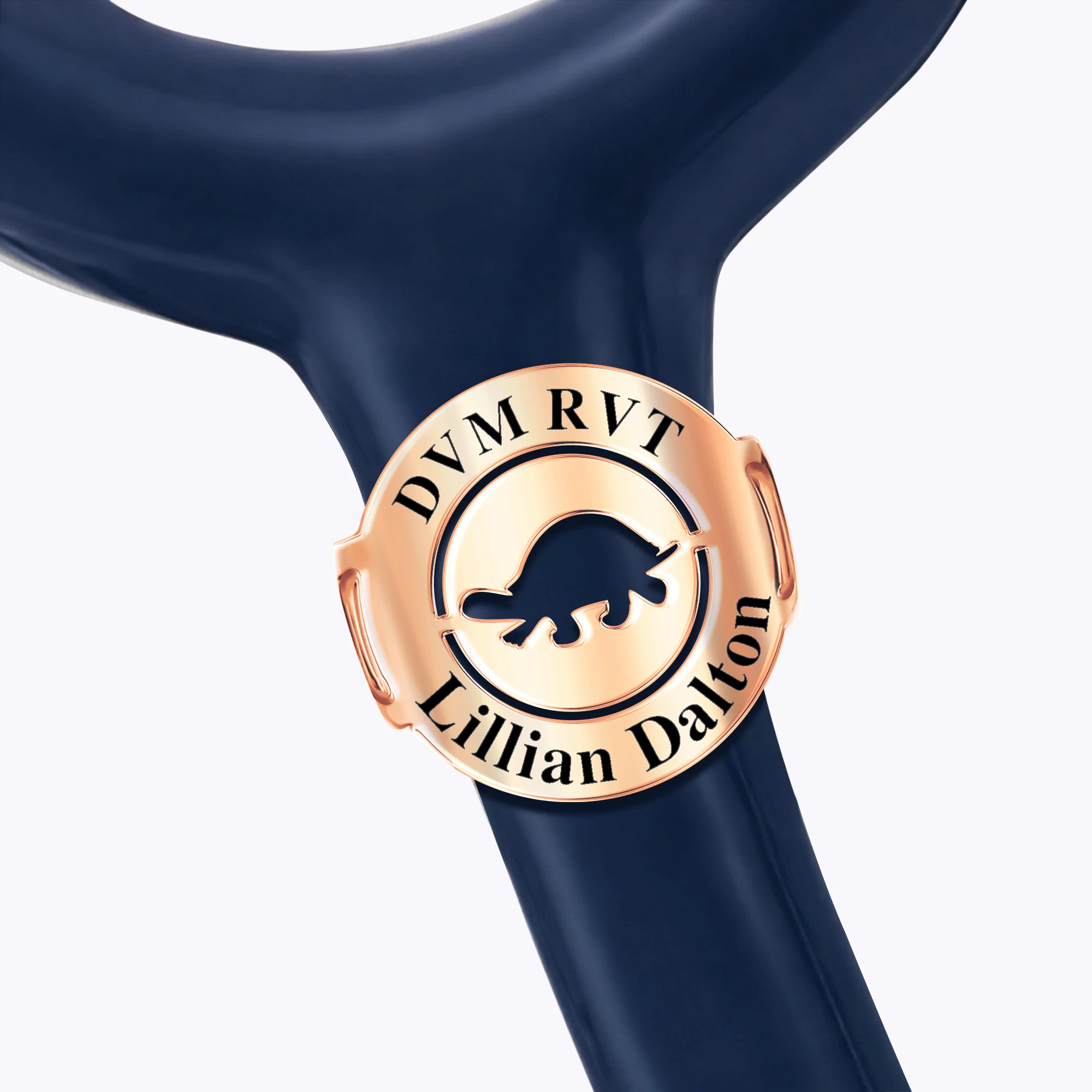 Custom Round Shape Stethoscope Name Tag with Pattern for Veterinarians