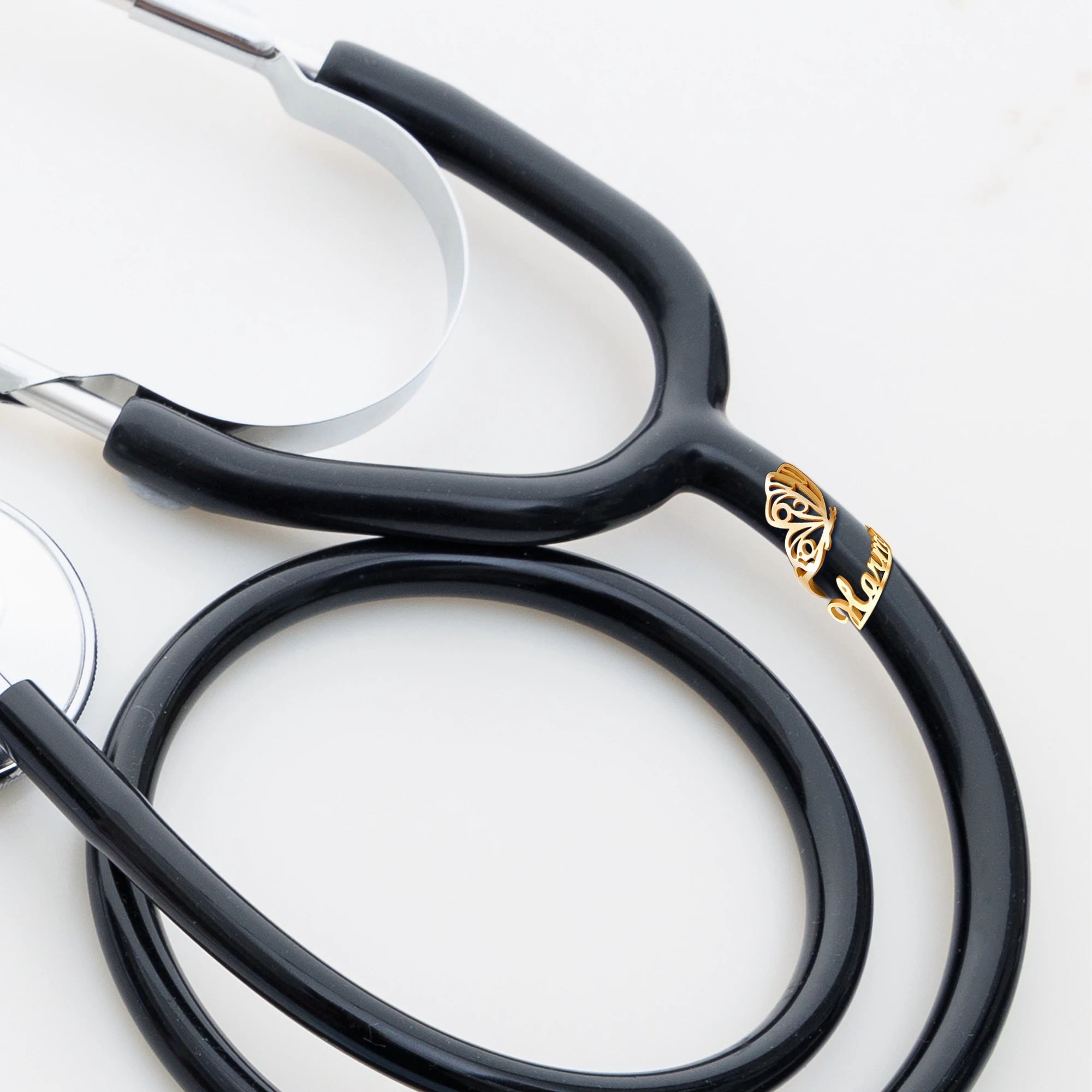 Custom Stethoscope Name Tag with Butterfly for Nurses Doctors Medical Staff