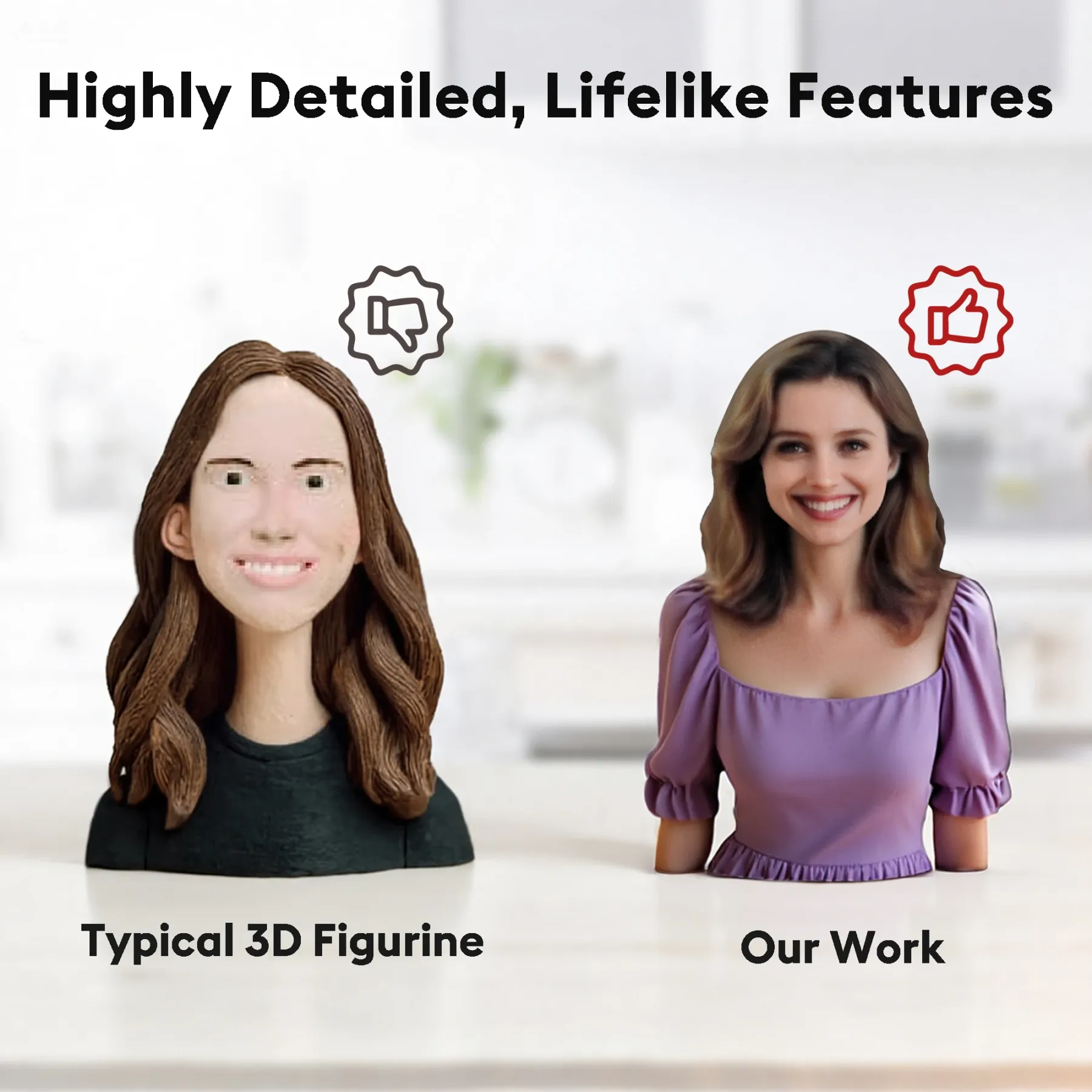 Personalized Highly Realistic Full-Color 3D Bust Figurine