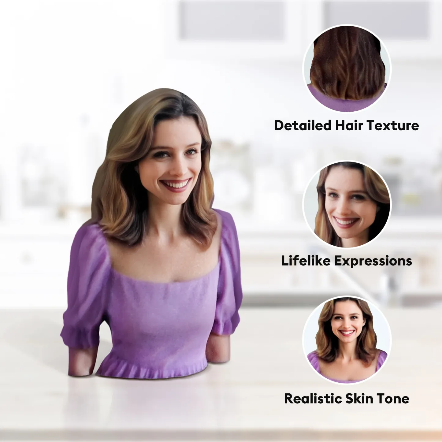 Personalized Highly Realistic Full-Color 3D Bust Figurine